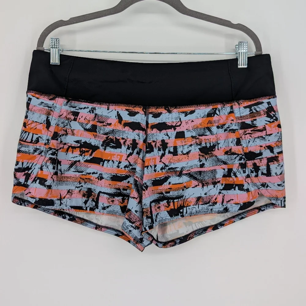 Lululemon Speed Up Shorts 2.5" Inversion Multi | Size 10 | Pink Orange Black - Picture 7 of 15
